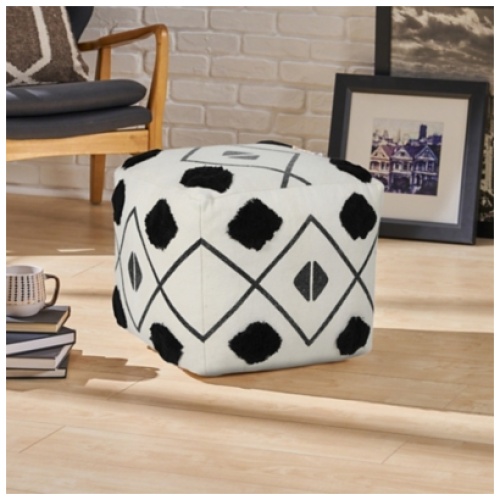 Avant-garde Diamond Pouf, White