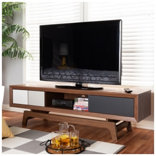 Baxton Studio 3-Drawer 63" TV Stand, Brown