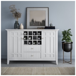 Bedford Wide Sideboard Buffet and Wine Rack, White