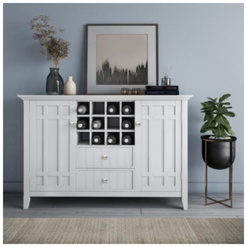 Bedford Wide Sideboard Buffet and Wine Rack, White
