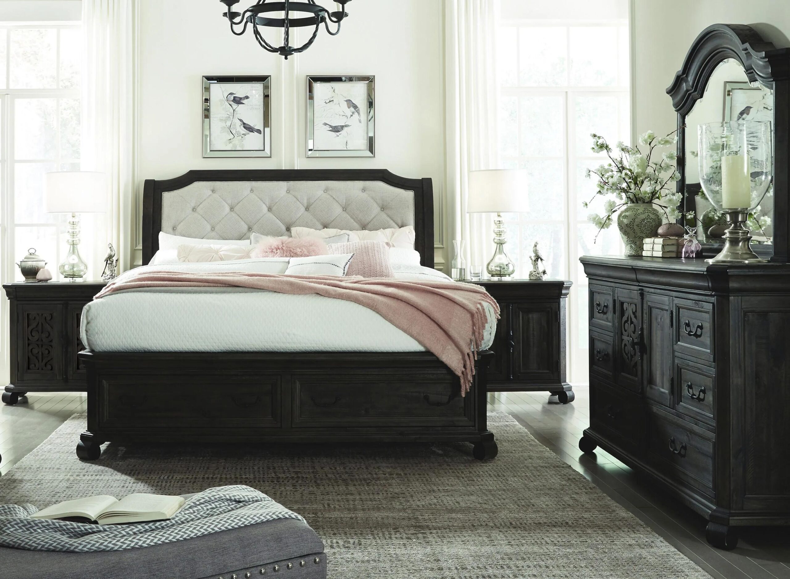 Bellamy Upholstered 4-pc. Sleigh Bedroom Set with Storage Bed