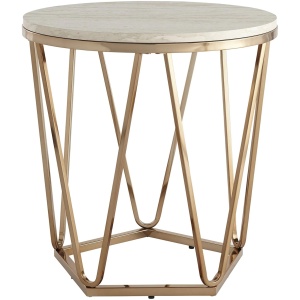 Bideford Round Faux Marble End Table