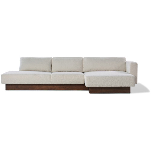 Brady 128" Fabric Sofa Sectional Right, Blanc Boucle