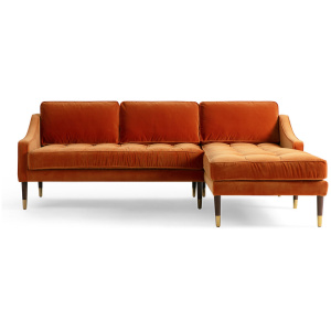 Brando 83" Fabric Sofa Sectional Right, Romance Velvet