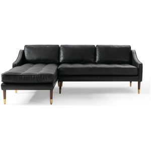 Brando 83" Leather Sofa Sectional Left, Napoli Black