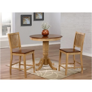 Brook 3-pc. Round Dining Table Set w/ Slat Back Chairs