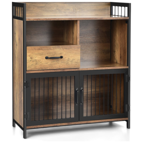 Buffet Cabinet with Drawer and Wood Storage Shelf for Kitchen-Rustic Brown