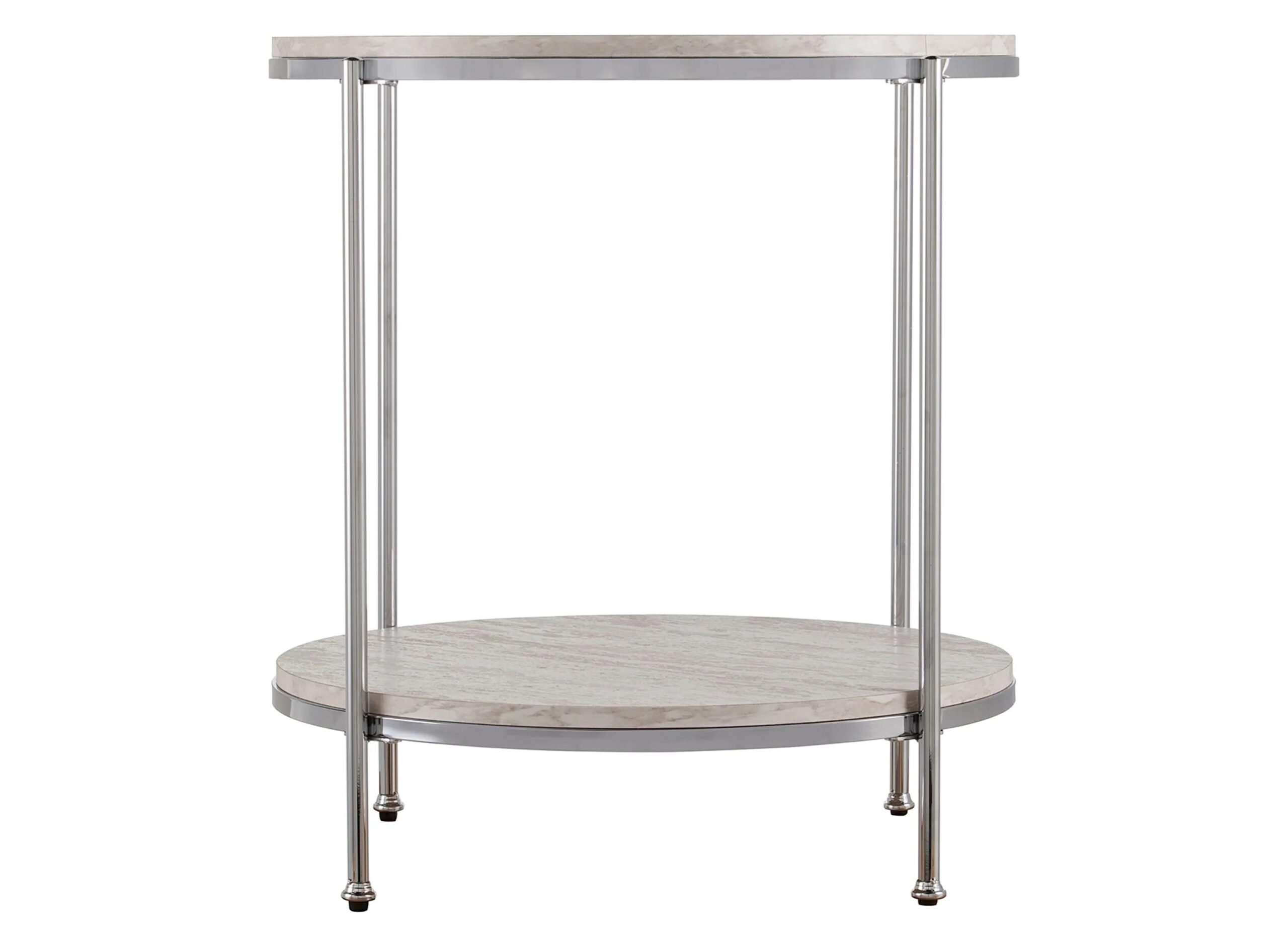 Cagney Round Faux Marble End Table