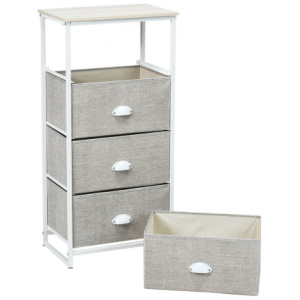 Chest Storage Tower Side Table Display Storage with 4 Drawers-Gray