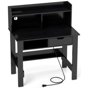 Computer Desk with Power Outlets USB Ports and Type-C-Black