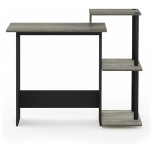 Computer Home Office Desk with Side Storage, Gray/Black