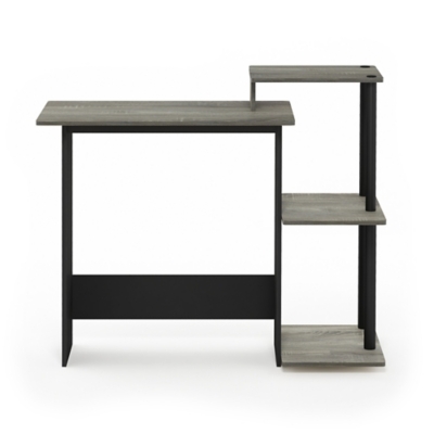 Computer Home Office Desk with Side Storage, Gray/Black