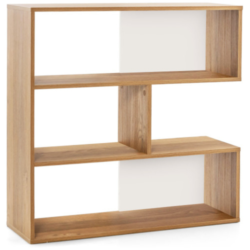 Concave Bookshelf 3-Shelf Open Bookcase with Anti-Toppling Device for Living Room Study Office