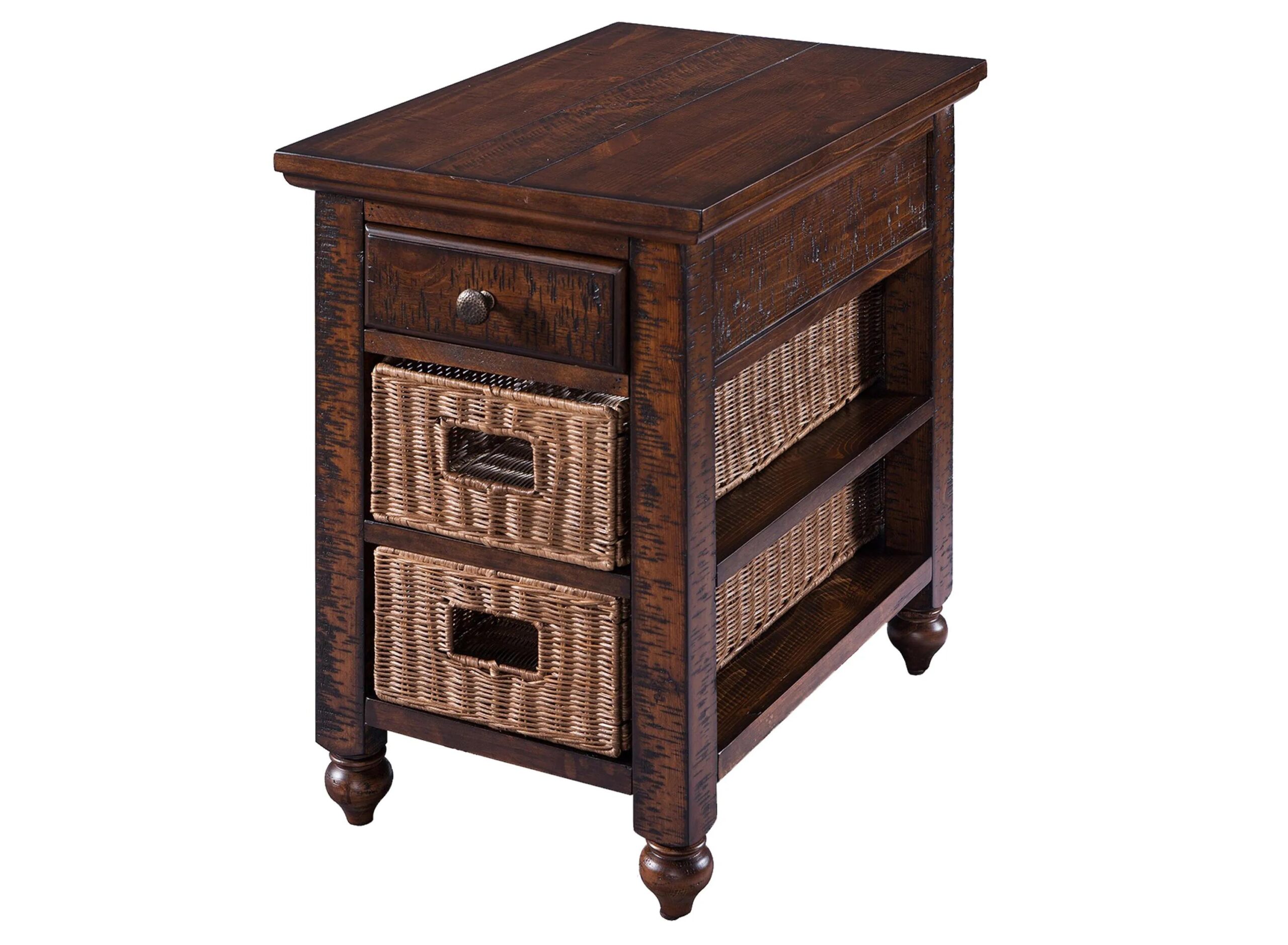 Cottage Lane Wood Rectangular Chair Side End Table