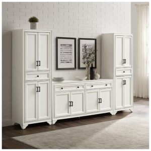 Crosley Furniture Tara Sideboard And Pantry Set, Distressed White