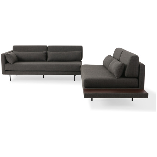 Davenport 110" Fabric L-Corner Table Sectional, Nuit Boucle