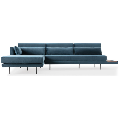 Davenport 116" Fabric Sofa Sectional Left, Petrol Velvet