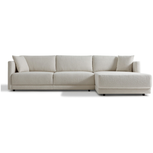 Domus 115" Fabric Sofa Sectional Right, Blanc Boucle