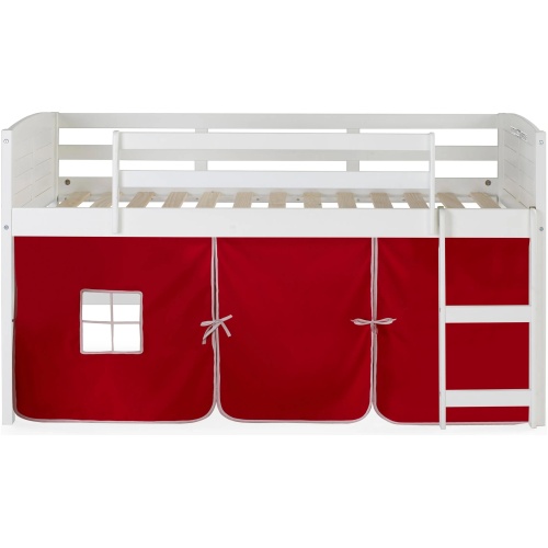 Donco Louver Low Loft Bed with Red Tent