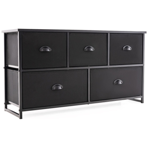 Dresser Storage Tower with 5 Foldable Cloth Storage Cubes-Black