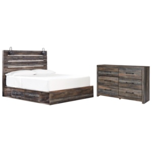 Drystan King Panel Bed with 4 Storage Drawers with Dresser, Multi