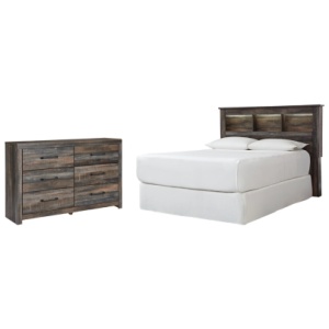 Drystan Queen/Full Bookcase Headboard Bed with Dresser, Multi