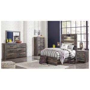 Drystan Twin Panel Bed with Dresser, Multi