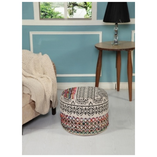 Enigma Floral and Botanical Pouf, Multi