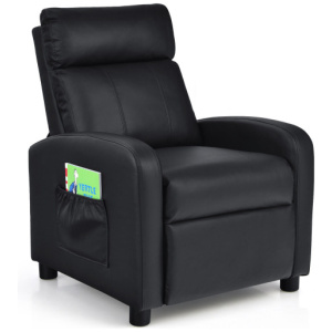 Ergonomic PU Leather Kids Recliner Lounge Sofa for 3-12 Age Group-Black