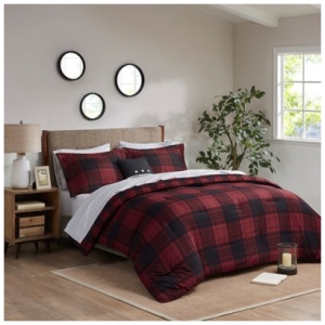 Everest Twin 6 Piece Reversible Comforter Set with Bed Sheets, Red Plaid