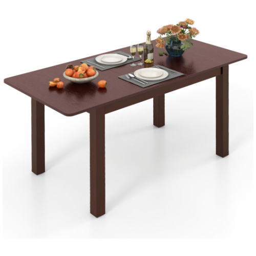 Extendable Folding Dining Table with Rubber Wood Frame and Safety Locks