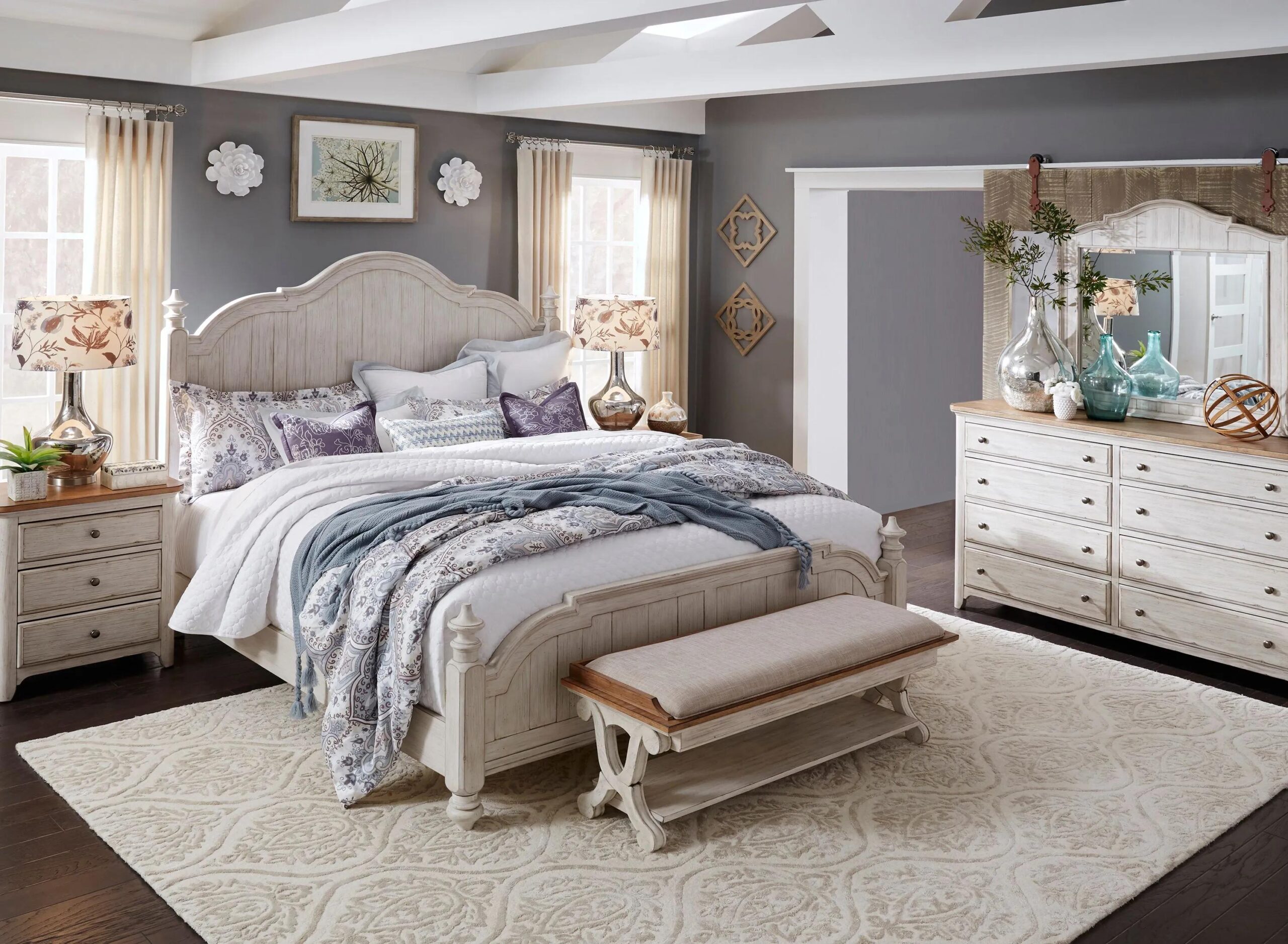 Farmhouse Reimagined 4-pc. Bedroom Set w/ Drawer Nightstand