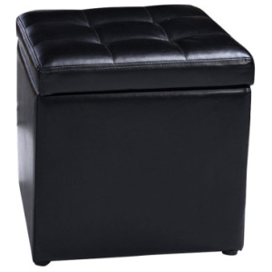 Foldable Cube Ottoman Pouffe Storage Seat-Black