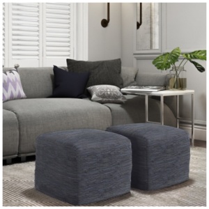 Fredrik Boho Square Pouf, Blue