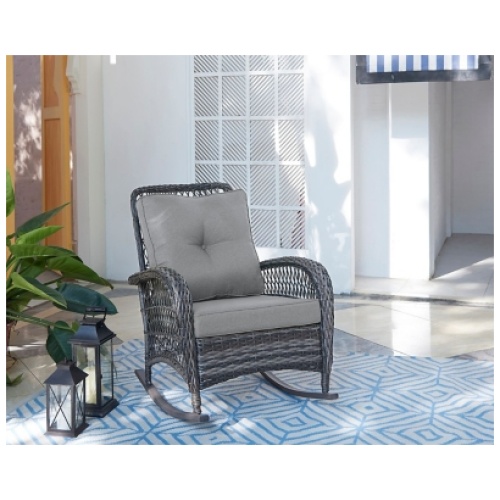 Fruttuo Outdoor Rocking Chair with Cushion, Gray