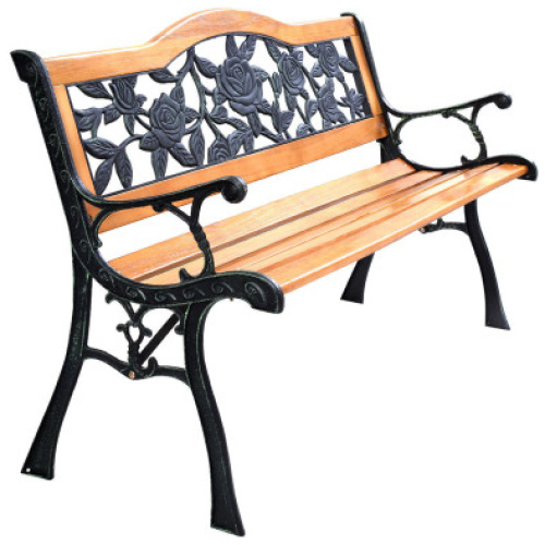 Garden Bench Chair Outdoor Wooden Loveseat with Iron Armrest