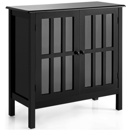 Glass Door Sideboard Console Storage Buffet Cabinet-Black