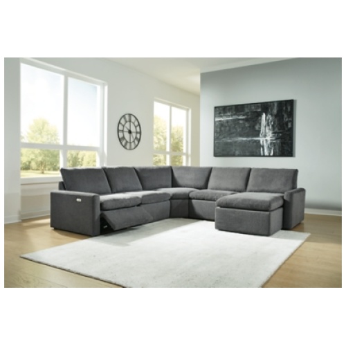 Hartsdale 5-Piece Power Reclining Sectional with Chaise, Granite