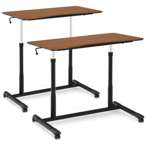 Height Adjustable Computer Desk Sit to Stand Rolling Notebook Table-Brown