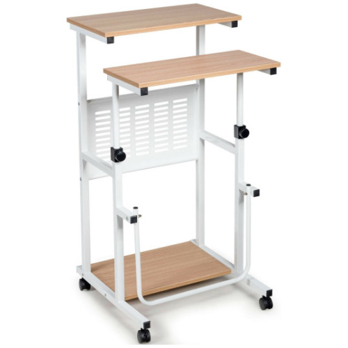 Height Adjustable Mobile Computer Stand-Up Desk with 2 Modes