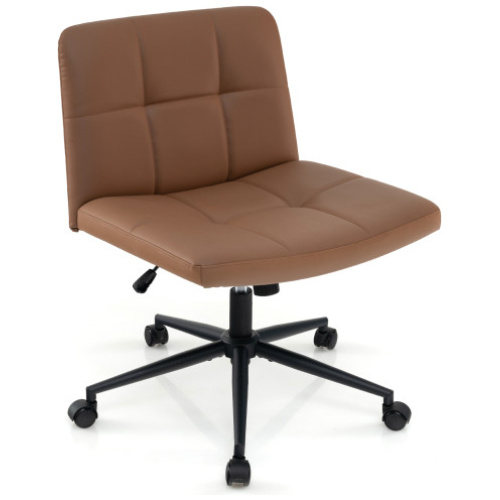 Height-adjustable Armless Desk Chair with Wheels for Home Office Make Up-Brown