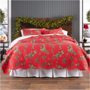 Holiday Peaceful Pine Quilted Bedding Set, King Set