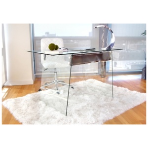 Home Office Desk, Clear/Chrome Finish