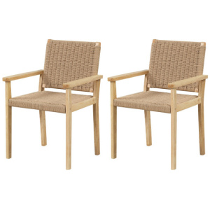 Indoor Outdoor Wood Chair Set of 2-Natural