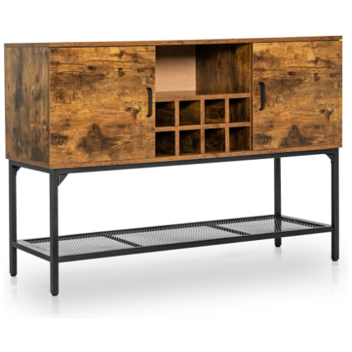 Industrial Kitchen Buffet Sideboard with Wine Rack and 2 Doors-Rustic Brown