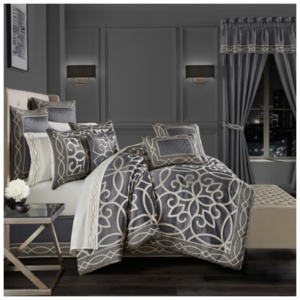 J. Queen New York Deco Charcoal Queen 4Pc. Comforter Set