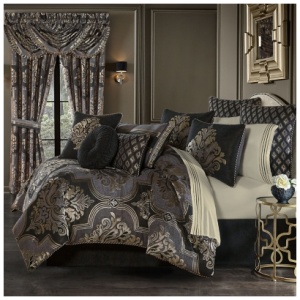 J. Queen New York Savoy 4 Piece Queen Comforter Set, Pewter