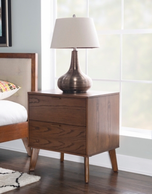 Kade 2 Drawer Nightstand, Walnut