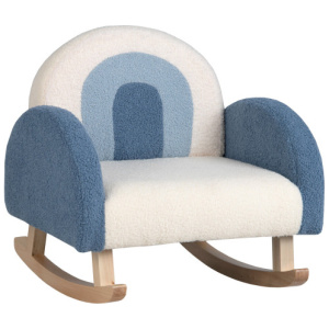 Kids Rocking Chair Children Velvet Upholstered Sofa with Solid Wood Legs-Blue