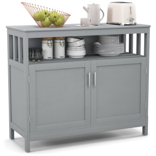 Kitchen Buffet Server Sideboard Storage Cabinet with 2 Doors and Shelf-Gray